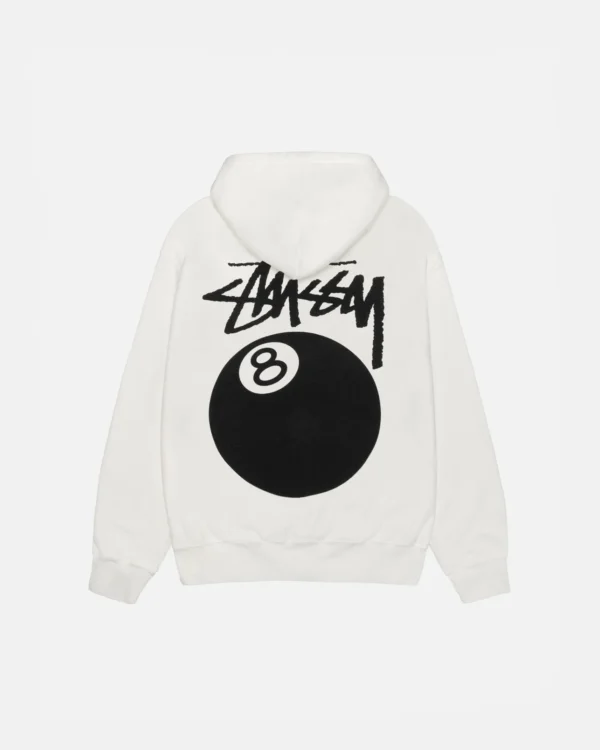 8 BALL HOODIE WHITE PIGMENT DYED