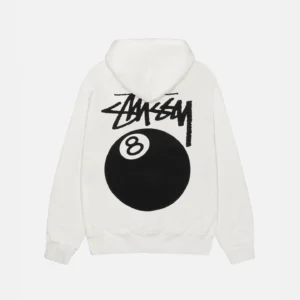 8 BALL ZIP HOODIE WHITE PIGMENT DYED