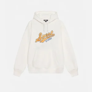 SATIN PATCH OVERSIZED WHITE HOODIE