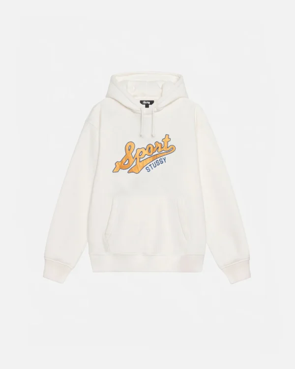 SATIN PATCH OVERSIZED WHITE HOODIE