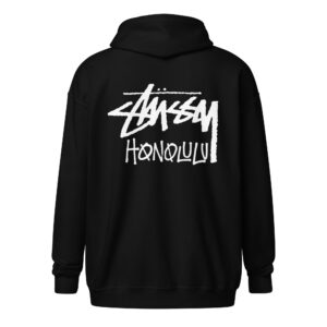 STUSSY HONOLULU FLEECE ZIP UP HOODIE BLACK