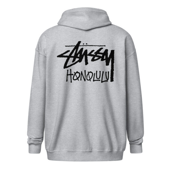 STUSSY HONOLULU FLEECE ZIP UP HOODIE GREY