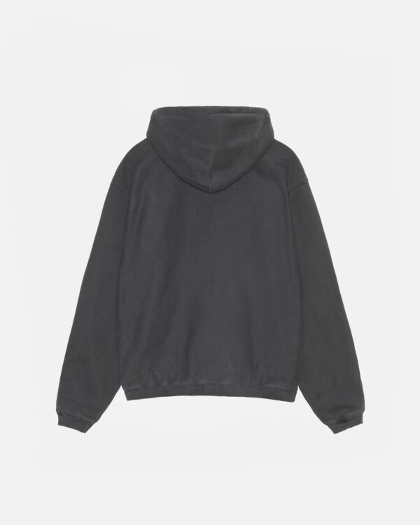 WAFFLE LINED ZIP HOODIE BLACK