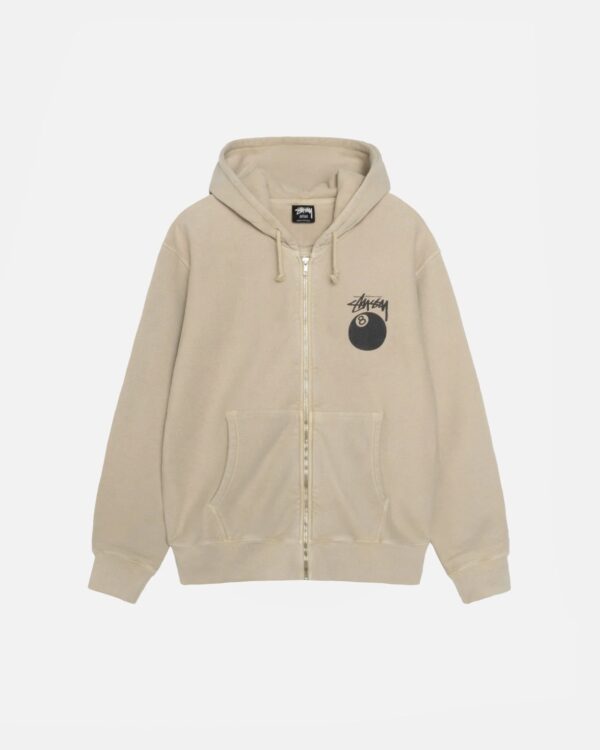 8 BALL ZIP HOODIE PIGMENT DYED KHAKI