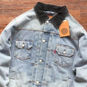 STUSSY X LEVIS EMBOSSED TRUCKER DENIM JACKET