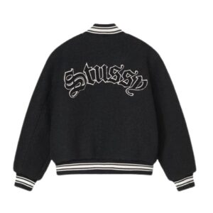 Stussy Black Aesthetic Varsity Jacket