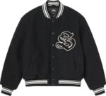 Stussy Black Aesthetic Varsity Jacket