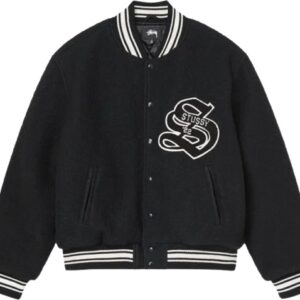 Stussy Black Aesthetic Varsity Jacket