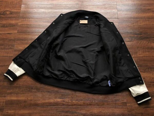 Vintage Stussy Big 4 Leather Wool Black Jacket